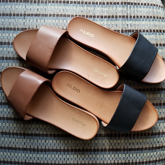 aldo black flat sandals